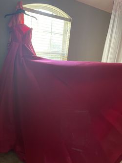 Jovani Hot Pink Size 0 Strapless Tall Height Ball gown on Queenly