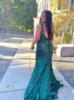 Jovani Green Size 16 Floor Length Military Mermaid Dress on Queenly