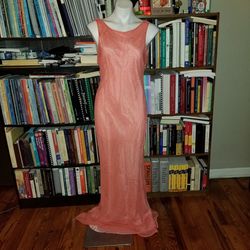 Vintage Orange Size 12 Silk Military Floor Length Mermaid Dress on Queenly