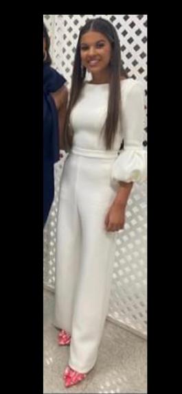 Jovani White Size 0 Bridal Shower Bachelorette Floor Length Jumpsuit Dress on Queenly