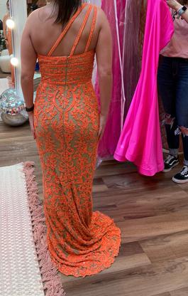 Sherri Hill Orange Size 4 Pattern Pageant Mermaid Dress on Queenly