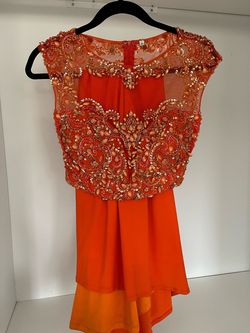 Alyce Paris Orange Size 6 Floor Length Sleeves Gala Straight Dress on Queenly