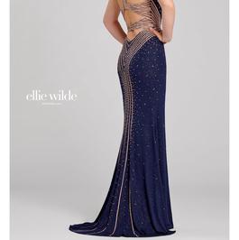 Ellie Wilde Blue Size 2 V Neck Flare Sheer Straight Dress on Queenly