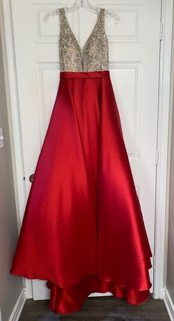 Jovani Red Size 0 Ball Gown Mini Train Dress on Queenly