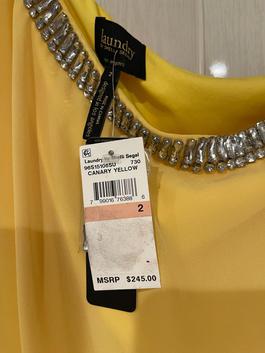 Laundry by Shelli Segal Yellow Size 2 Jewelled Party $300 A-line Dress on Queenly