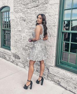Sherri Hill Silver Size 2 Midi Sequined Homecoming Fully-beaded $300 Cocktail Dress on Queenly