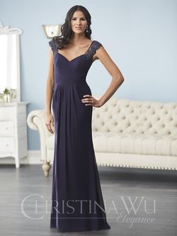 Style 17840 Christina Wu Black Tie Size 16 Lace Jersey A-line Dress on Queenly