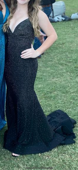 Sherri Hill Black Size 4 Sequin Prom Homecoming Train Dress on Queenly