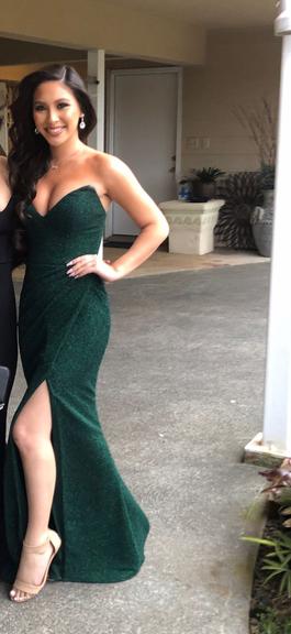 Jovani Green Size 0 Strapless Prom Side slit Dress on Queenly