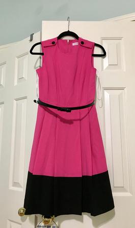 Calvin Klein Pink Size 4 Black Tie A-line Dress on Queenly