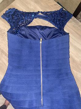 Sherri Hill Blue Size 6 Midi Cocktail Dress on Queenly