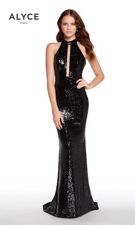 Style 60034 Alyce Paris Black Size 6 Prom Jewelled Straight Dress on Queenly