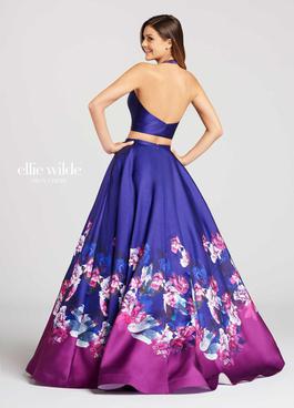 Style EW118001 Ellie Wilde Purple Size 10 Print Pageant Ball gown on Queenly
