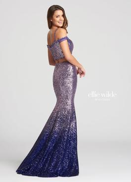 Style EW118106 Ellie Wilde Purple Size 2 Sequin Two Piece Mermaid Dress on Queenly