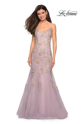 Style 27710 La Femme Purple Size 4 Prom Mermaid Dress on Queenly
