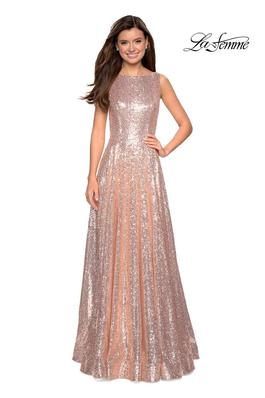 Style 27061 La Femme Rose Gold Size 16 Prom Jewelled Straight Dress on Queenly