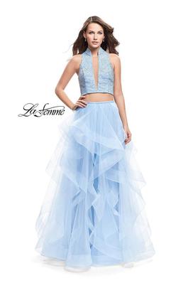 Style 26240 La Femme Blue Size 8 Tulle Prom A-line Dress on Queenly