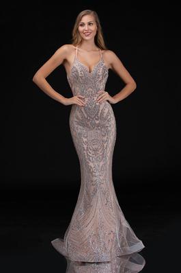 Style 8175 Nina Canacci Rose Gold Size 4 Prom Mermaid Dress on Queenly