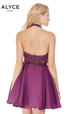Style 3805 Alyce Paris Purple Size 10 Silk Mini Cocktail Dress on Queenly