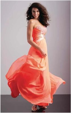 Style 93212 MoriLee Orange Size 4 Military Floor Length Tall Height A-line Dress on Queenly