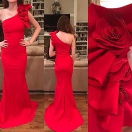 Tarik Ediz Red Size 0 Floor Length Straight Dress on Queenly