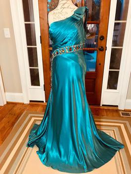 Panoply Blue Size 16 Black Tie One Shoulder Floor Length Straight Dress on Queenly