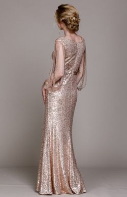 Style Callie Amelia Couture Rose Gold Size 6 Prom Military Floor Length Straight Dress on Queenly
