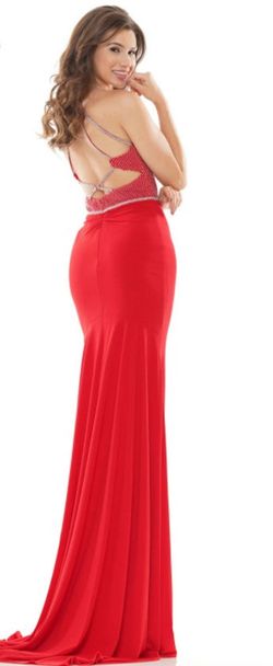 Style Remi Colors Red Size 6 Prom Cut Out Jersey Side slit Dress on Queenly