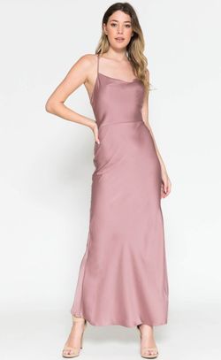 Style 6115 Amelia Couture Pink Size 10 Black Tie Rose Gold Side slit Dress on Queenly
