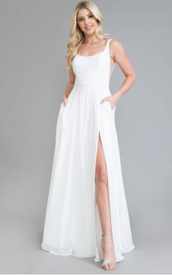 Style 7008 Amelia Couture White Size 8 Prom Straight Wedding Guest Summer Side slit Dress on Queenly