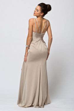 Style Noelle Amelia Couture Gold Size 2 Spaghetti Strap Wedding Guest Side slit Dress on Queenly