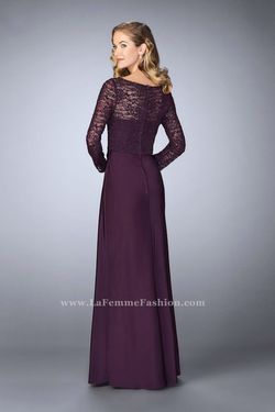 Style Claire La Femme Purple Size 10 Floor Length Sleeves Straight Dress on Queenly