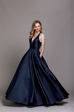 Style 926 Amelia Blue Size 10 Floor Length 926 Navy A-line Dress on Queenly