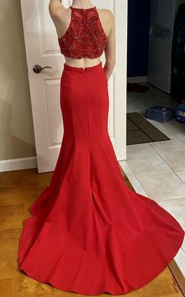 Style 50867 Sherri Hill Red Size 4 Fitted Side slit Dress on Queenly