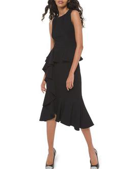 Michael Kors Collection Black Size 6 Midi Fitted Cocktail Dress on Queenly