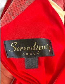 Serendipity Red Size 2 Black Tie $300 Straight Dress on Queenly