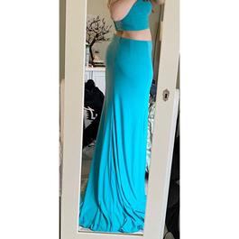 Sherri Hill Blue Size 8 Floor Length Two Piece Prom Train Dress on Queenly
