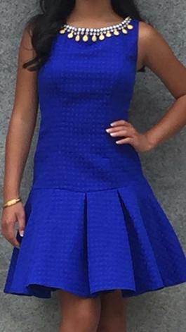 Mac Duggal Blue Size 0 $300 Boat Neck A-line Dress on Queenly