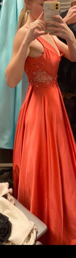 Dillards prom dress Pink Size 0 Floor Length Peach Ball gown on Queenly