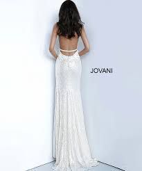 Style 1012 Jovani White Size 2 Floor Length V Neck Prom Side slit Dress on Queenly