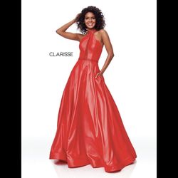 Clarisse Red Size 0 Sheer Pockets Prom Ball gown on Queenly