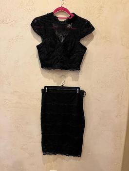 Nikibiki Black Size 10 Homecoming Two Piece $300 Sheer Lace Cocktail Dress on Queenly