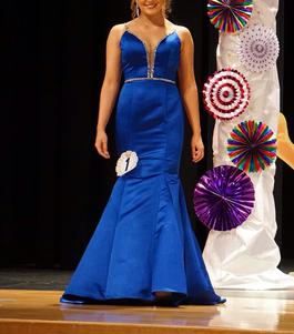 Ashley Lauren Blue Size 2 Prom Jewelled Mermaid Dress on Queenly