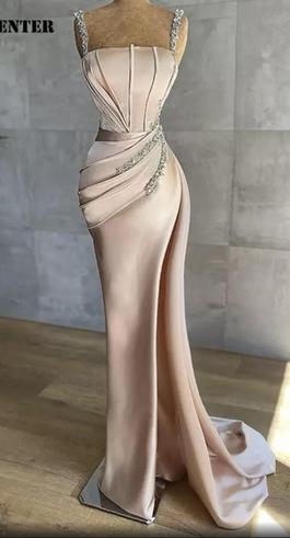 Custom maid Nude Size 14 Square Neck Prom Fitted Pageant Straight Dress on Queenly