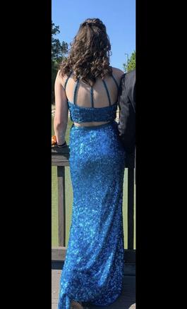 Primavera Blue Size 4 Sequin Two Piece Prom Side slit Dress on Queenly