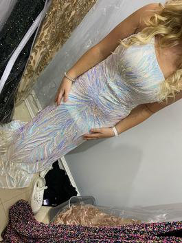 Jovani White Size 6 Pattern Mermaid Dress on Queenly