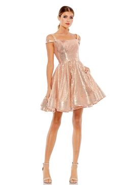 Ieena for Mac Duggal Rose Gold Size 8 Midi Pockets Cocktail Dress on Queenly