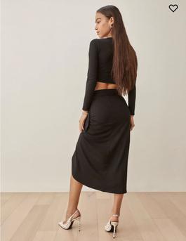 Reformation Black Size 0 Midi Two Piece $300 Cocktail Dress on Queenly