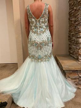 Tony Bowls Blue Size 12 $300 Showstopper Pageant Mermaid Dress on Queenly