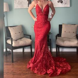 Jovani Red Size 6 Fitted Pageant Mermaid Dress on Queenly